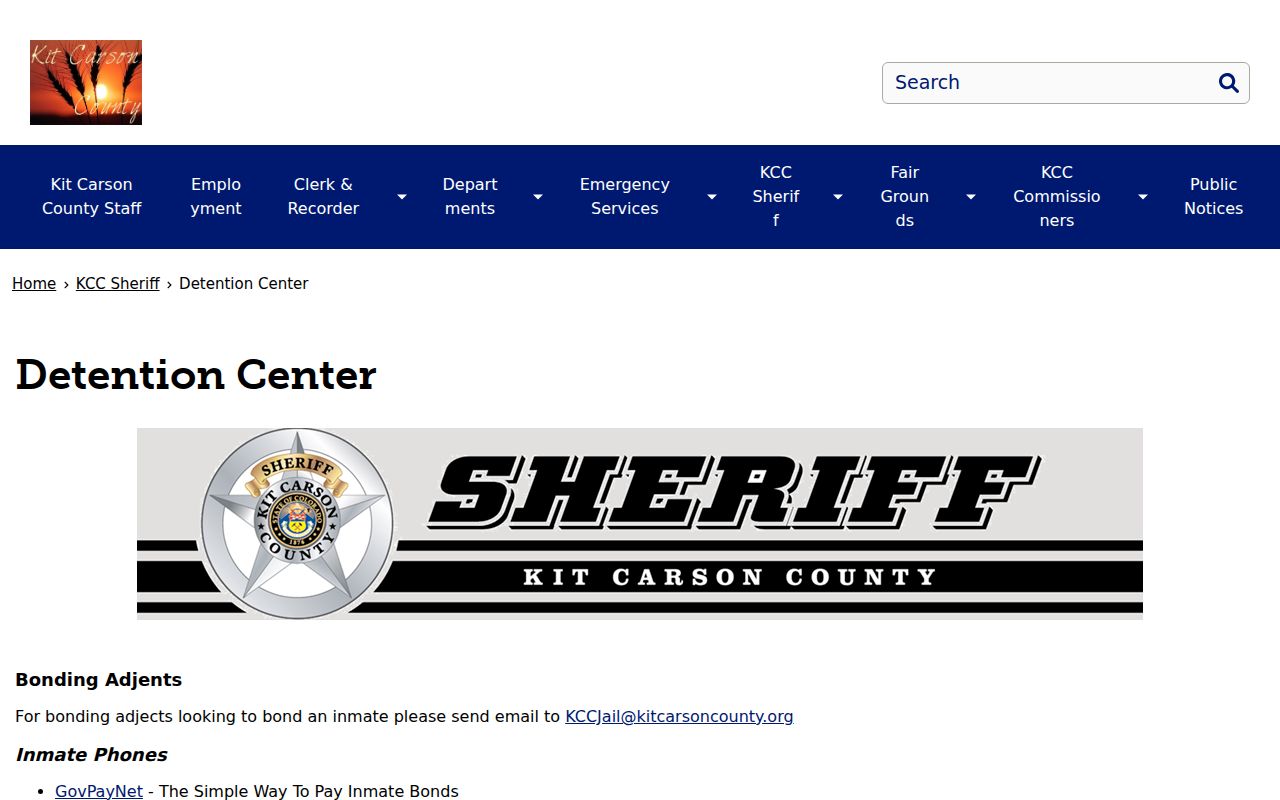 Kit Carson County Detention Center arrest lookup and MobilePatrol route
