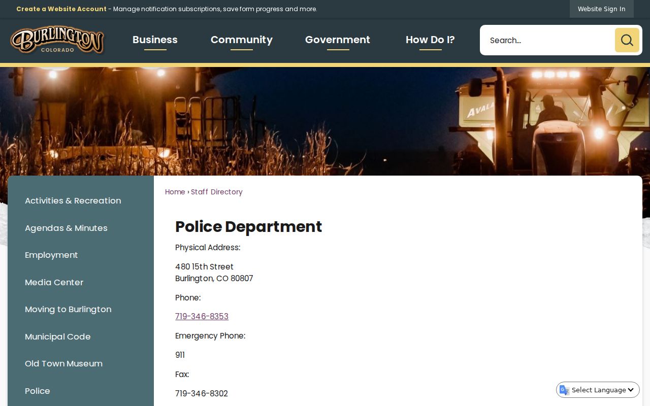 Kit Carson County Burlington criminal history police records