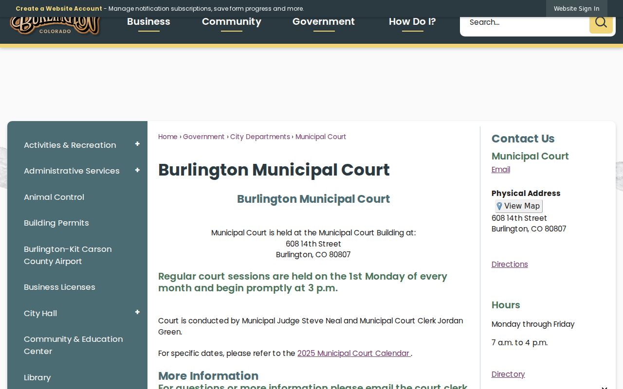 Kit Carson County Burlington criminal history municipal court records