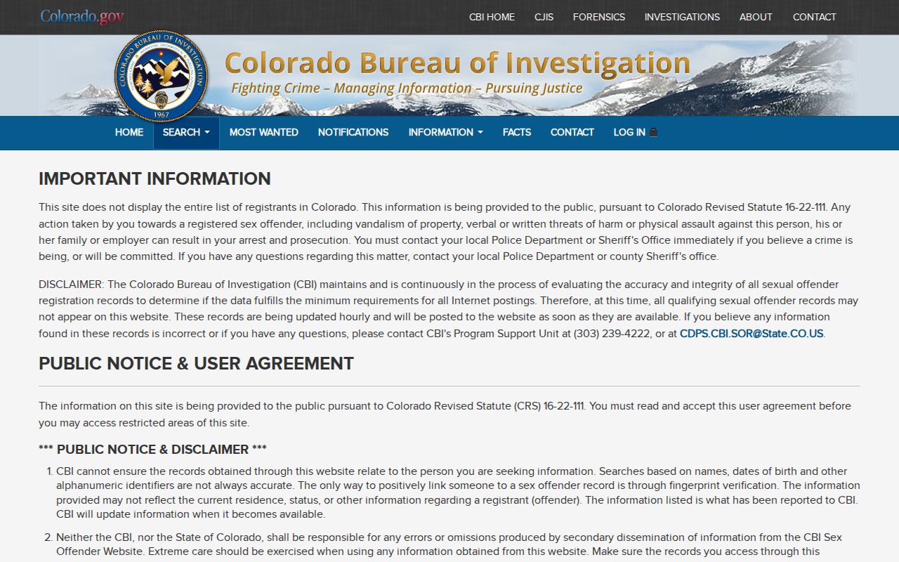 Kit Carson County sex offender registry map search
